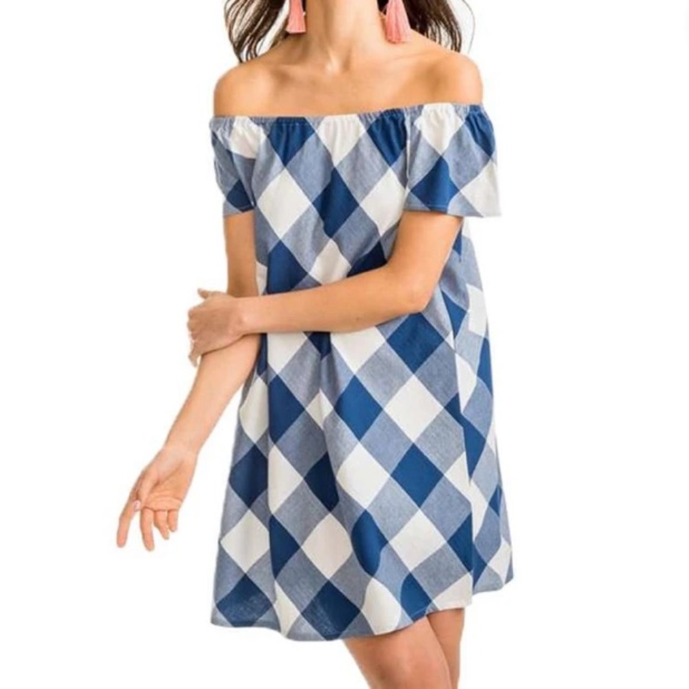 SOUTHERN TIDE ISABEL GRACE PLAID DRESS BLUE NIGHT